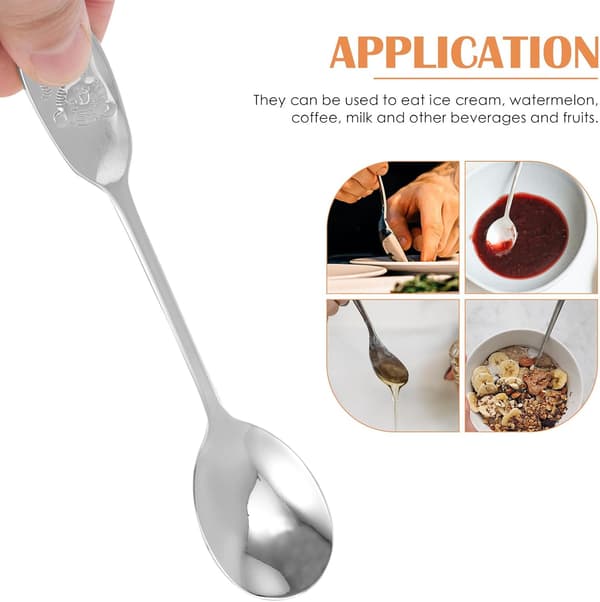 Dessertskefulde Suppe Serveringsskeer Rustfrit Stål 2 Stk med Tigerdesign Sølvbestik