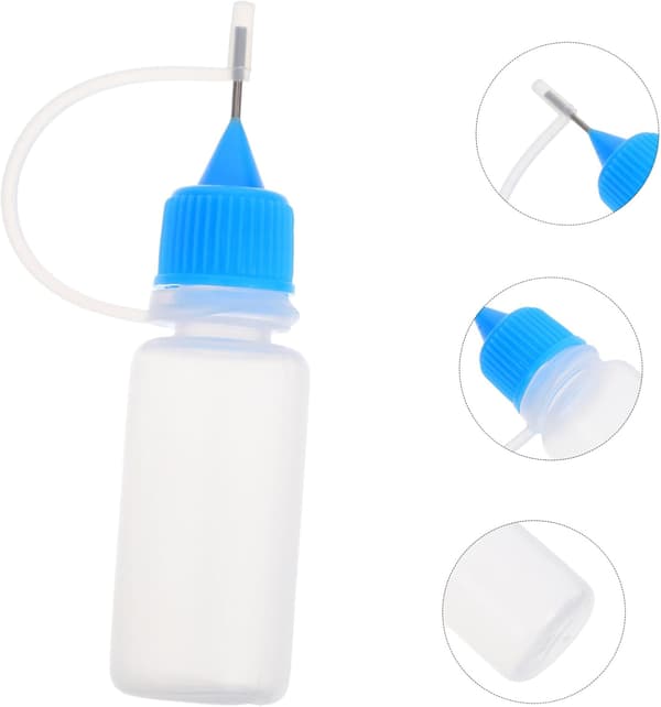 10 st plastflaskor med spets och nål för oljefärg och limapplikation, återanvändbara doseringsflaskor