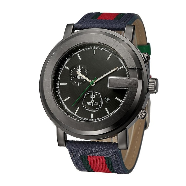 Trendig Herrarmbandsur med Luminous Sport Quartz Black belt black shell surface