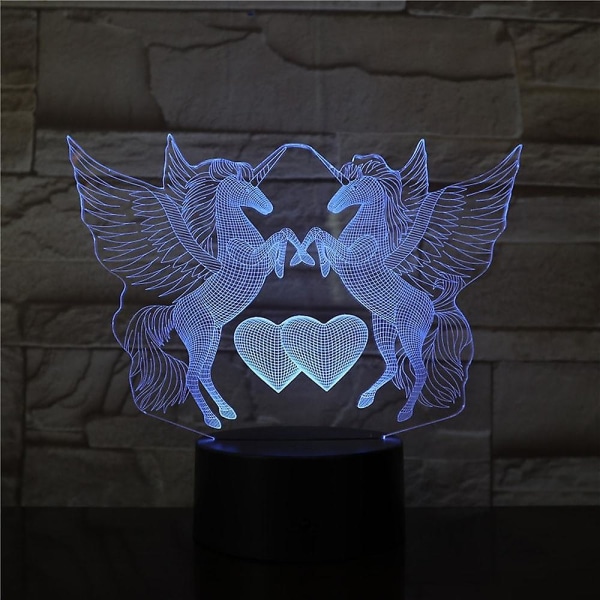 3D Unicorn Nightlight Yövalolamppu Lasten luova