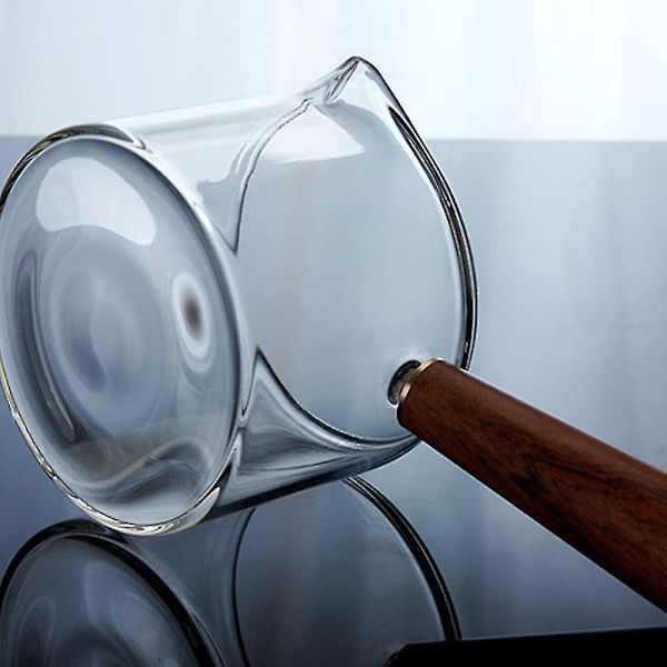 Varmebestandig Glas Tekande Træhåndtag Kedel Transparent