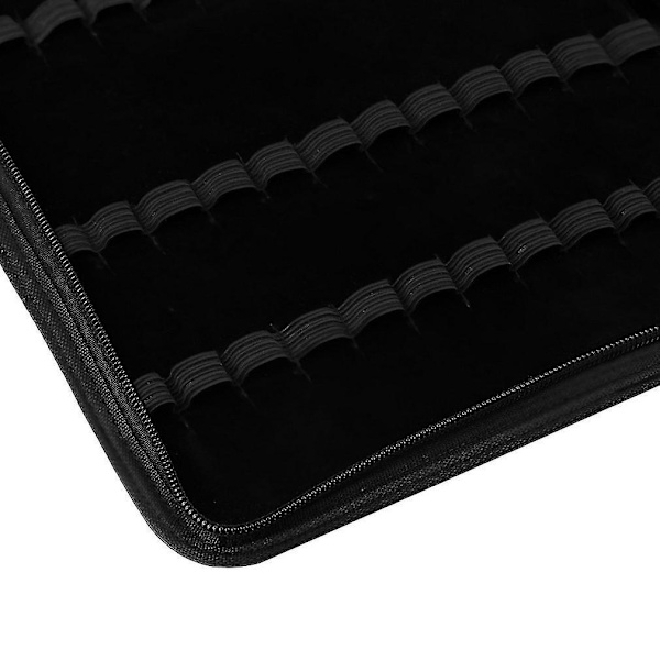 Fyldpen Rollerpen Sort PU Læder Lynlås Etui 48 Penne
