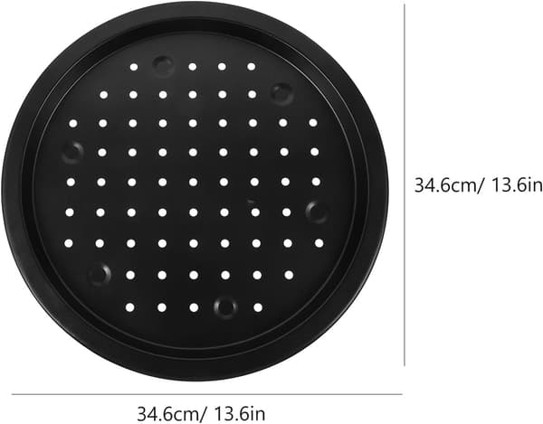 2 stk. 14 tommer perforerede pizzapander i kulstofstål, non-stick runde pizzabageplader