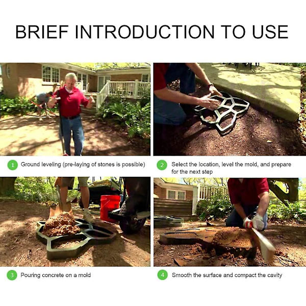 Betongplattform Gjutform Plastbeläggning Återanvändbar Stigen Maker Trädgårdsstig DIY Patio Uppfart Trottoar Form