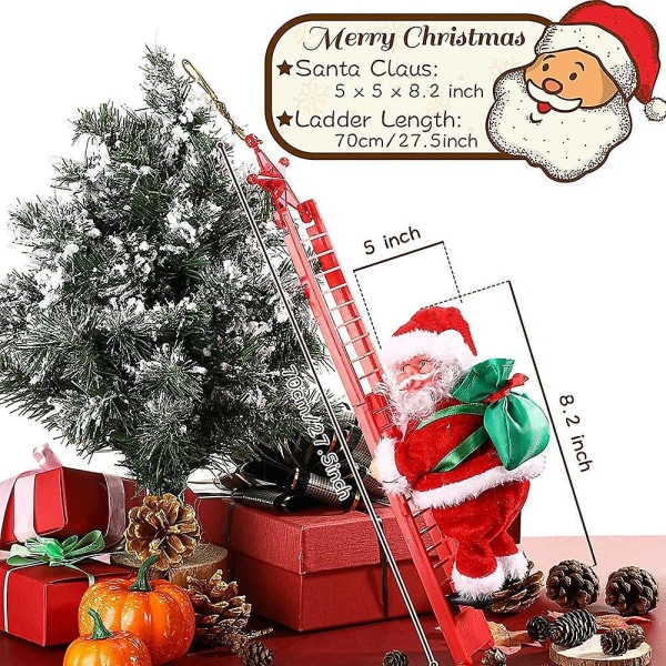 Elektrisk julenisse klatrestige, musikk og veske