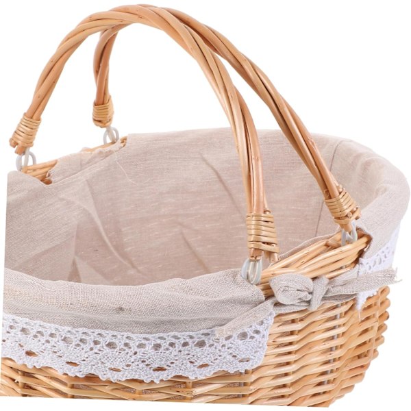 Rattan Vevd Oppbevaringskurv Piknikkurv Liner Håndlaget Frukt Oppbevaringskurv for Hjemmeinnredning