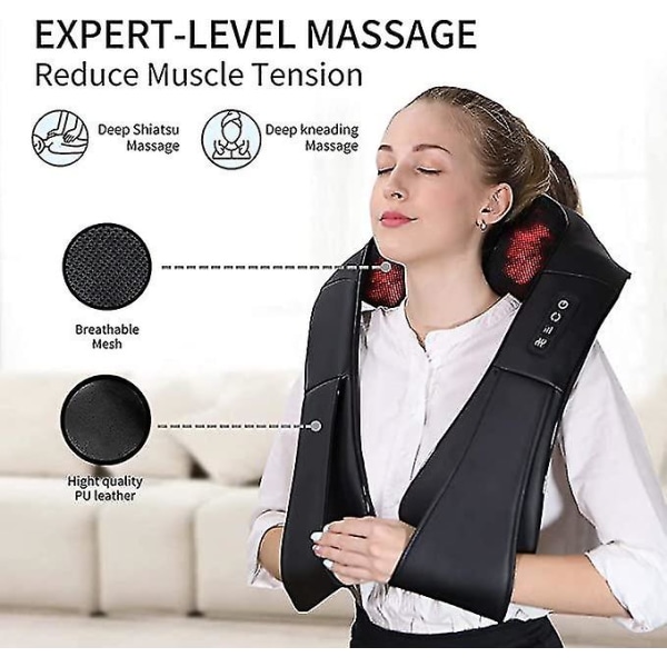 Nackmassager med värme, Shiatsu-massager för nacke, rygg, axlar