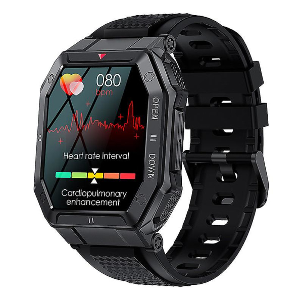 Kello Bluetooth-puhelut Sykemittari Verenpaine Veren happipitoisuus Stoppikello Musiikki Moni urheilutila Black