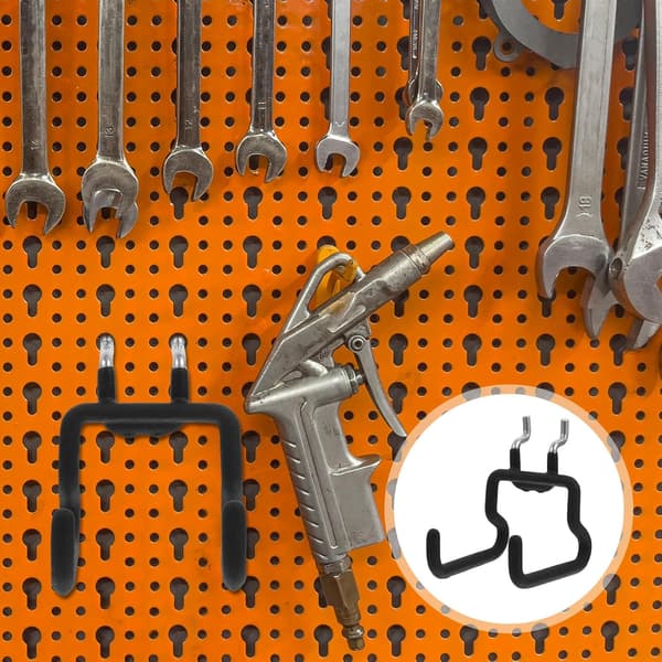 Kraftig lille metal-hulpladekrog sort rustfrit stål garageværktøjsholder