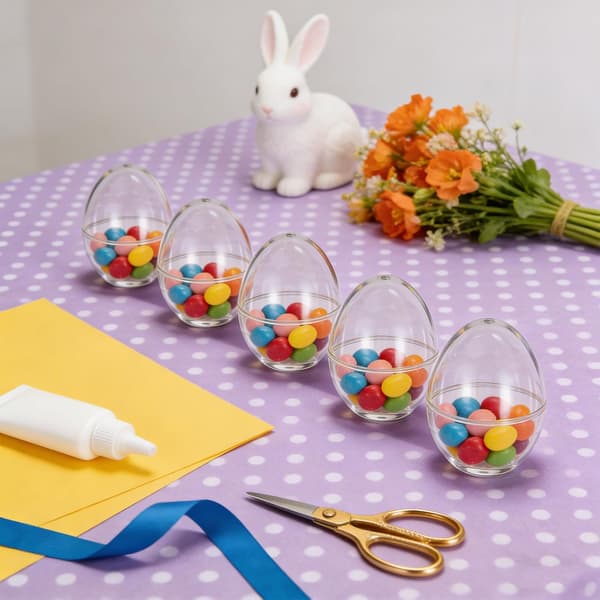 5 stk. fyllbare eggformede kuler gjenbrukbare plast DIY fyll påsketema dekorasjoner
