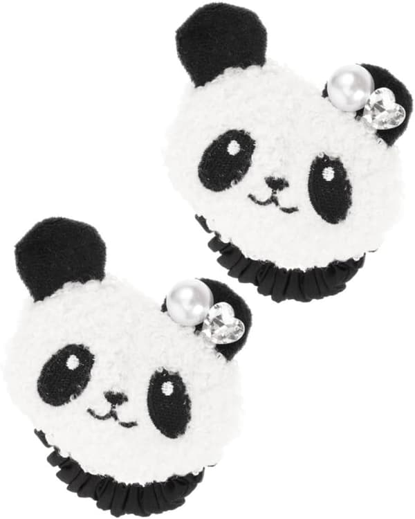 2 st Panda Hårsnoddar Hög Elasticitet Tecknad Scrunchy Slitstarka Elastiska Hästsvanshållare