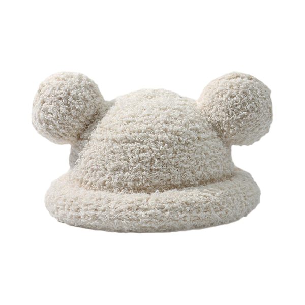 Voksen Tegneserie Bjørnøreformet Polyester Spandhat Fluffy Plys Vinterhue White