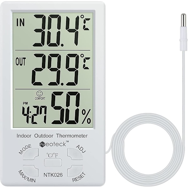 Thermohygrometer LCD Digital Termometer Hygrometer Indendørs og Udendørs Thermohygrometer