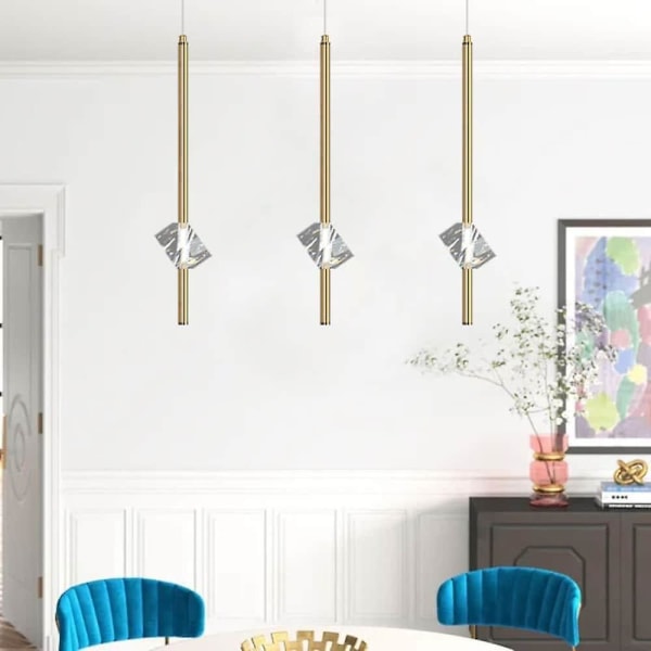 20cm LED-pendellampe, enkelt design, krystall, kobber, messing, nordisk