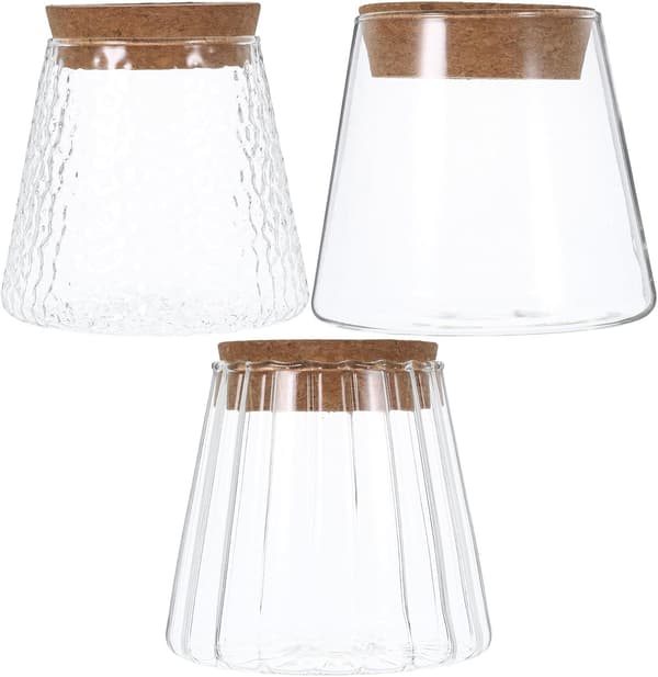 3 st. hydroponiska vaser i glas för växter, 400 ml vardera med korkpropp