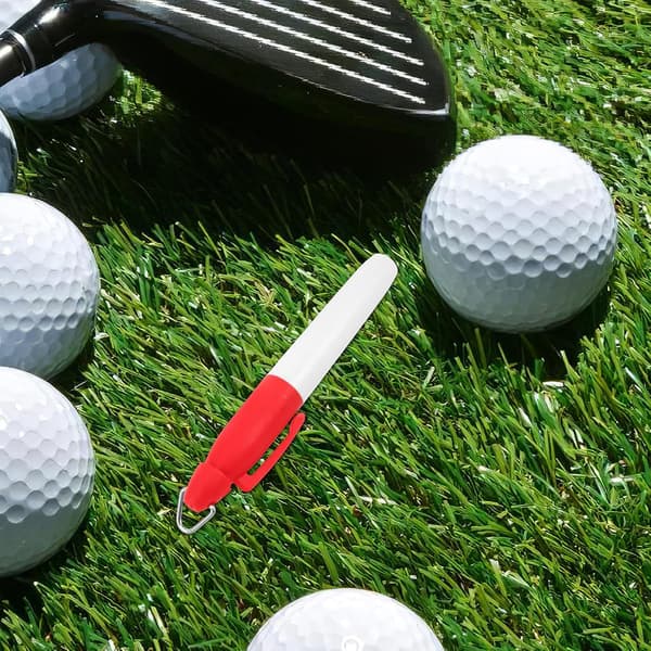 6 stk. røde oliebaserede golfboldmarkørpenne med nøglering bærbare golfboldlinjetegningsværktøjer