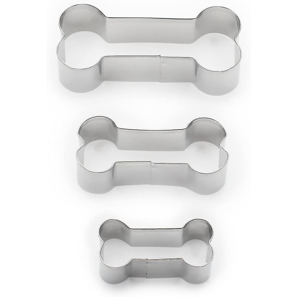 Hundben-kakformar Set: 3-pack Stora Ben-kakformar | Rostfritt Stål Benformade Formar för Kakor