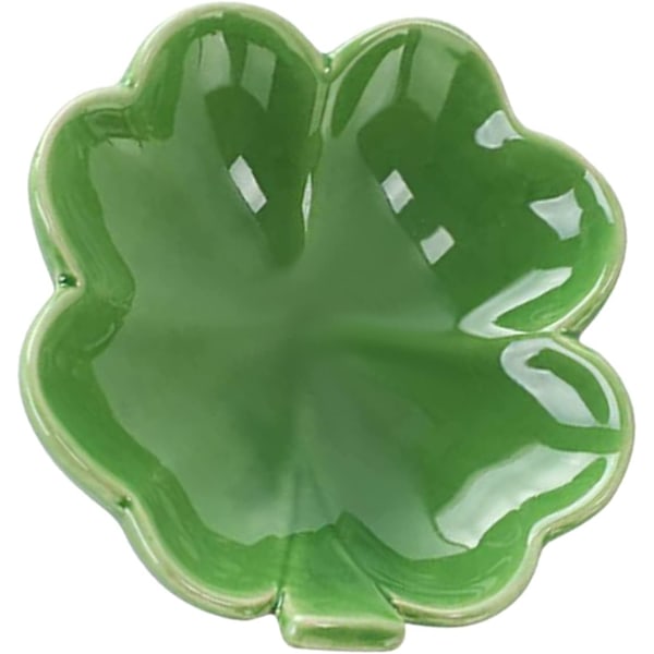 2 stk. Keramisk pyntebakke Grøn Shamrock Ring Skål Smykke Display Plade til Boligindretning