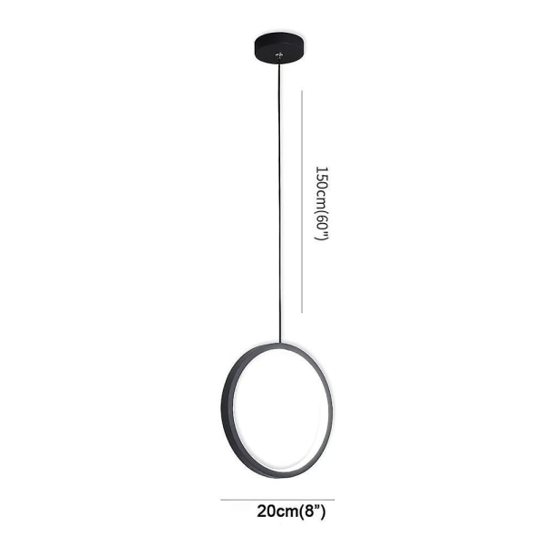 20 cm:n pyöreä riippuvalaisin, alumiini, LED, moderni