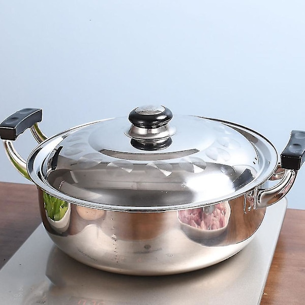 Dubbelhandtags Hotpot Gryta Rostfritt Stål Delad Hotpot Multifunktionell Gryta Hemtillbehör