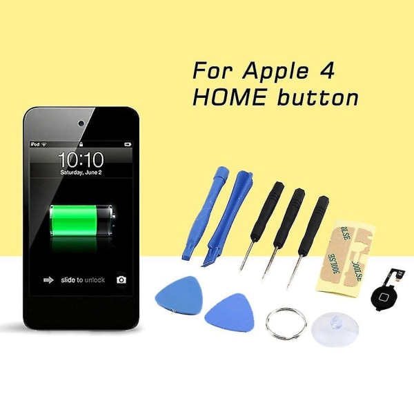 iPhone 4 Home Button Flex-kabel Sort nøglehætteværktøj
