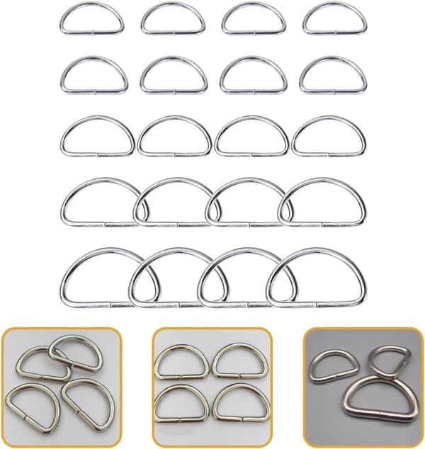100 st metall D-ringar och väskans anslutningsspännen silverlegering D-formade ringar