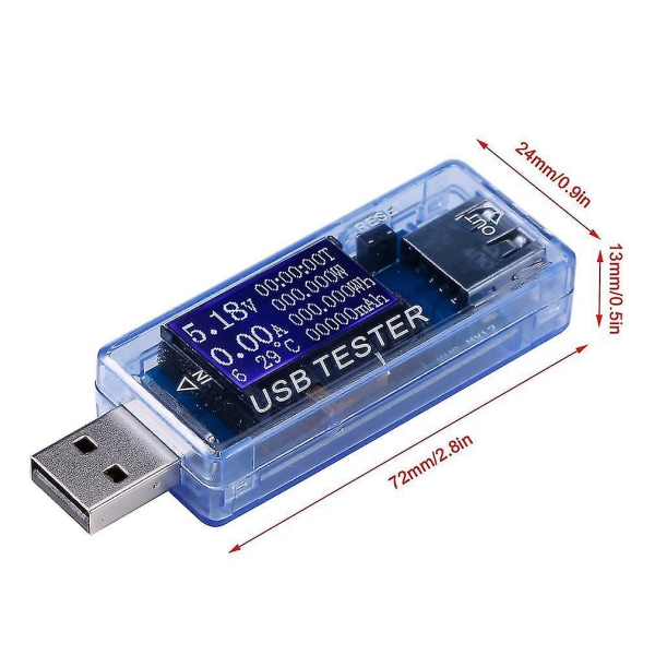 USB-monitointilaite, monitoiminen, 0-99999 mAh kapasiteetti, 0-150 W teho