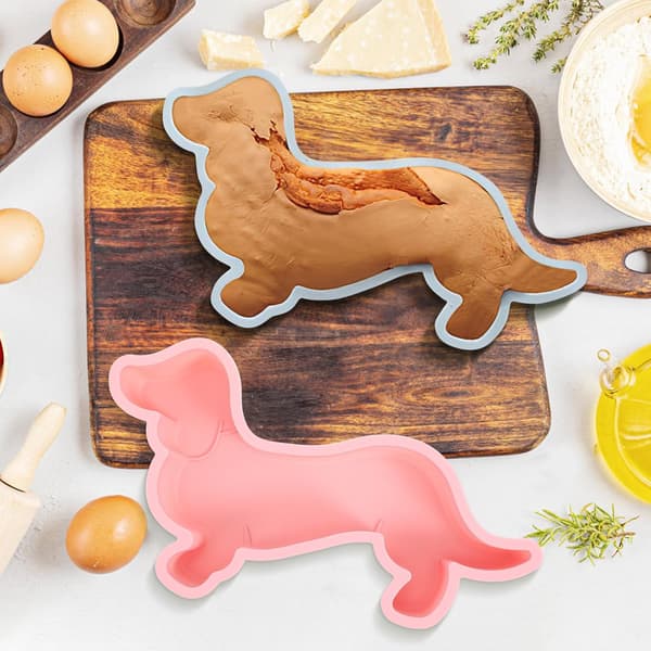 2 stk. hundformede silikonebageforme Non-Stick fin teksturform til småkage- og fondantbagning