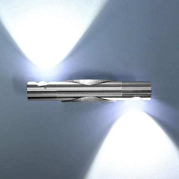 Innendørs vegglampe 2 LED 6W Moderne Opp/Ned 360 Grader Roterbar Aluminium Veggbelysning Justerbar Lys For Soverom Stue Kontor Trappe Kald Hvit