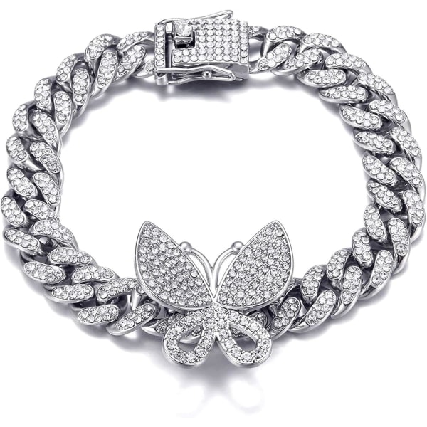 Butterfly Cuban Armband 8 Inch Miami Cuban Link Armband Micro Pave Iced Out Bling Butterfly