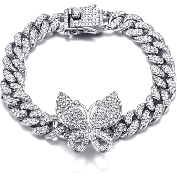 Butterfly Cuban Bracelet 8 Inch Miami Cuban Link Bracelets Micro Pave Iced Out Bling Butterfly