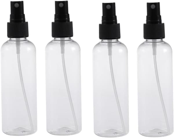 Påfyllningsbara plastsprayflaskor 4 st 100 ml med svart spruta bärbar smink