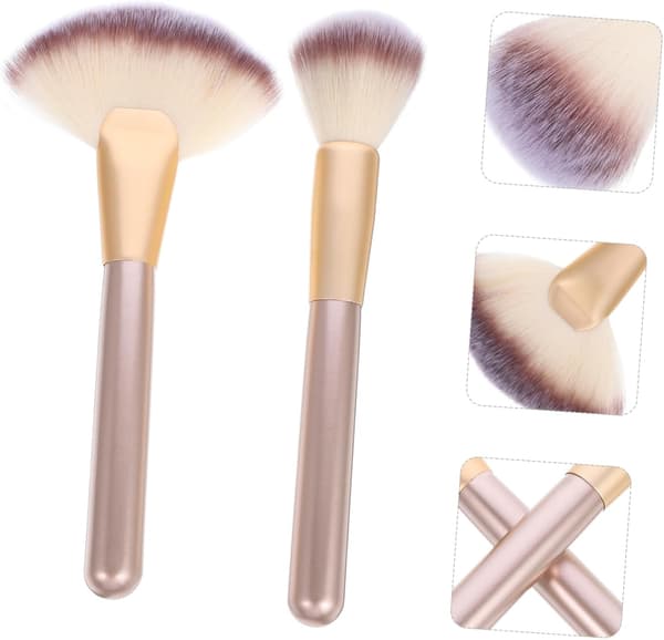 Makeupbørste til highlighter, blush, multifunktionel pudder, makeup, kvinde, vifteformede børster til ansigtet