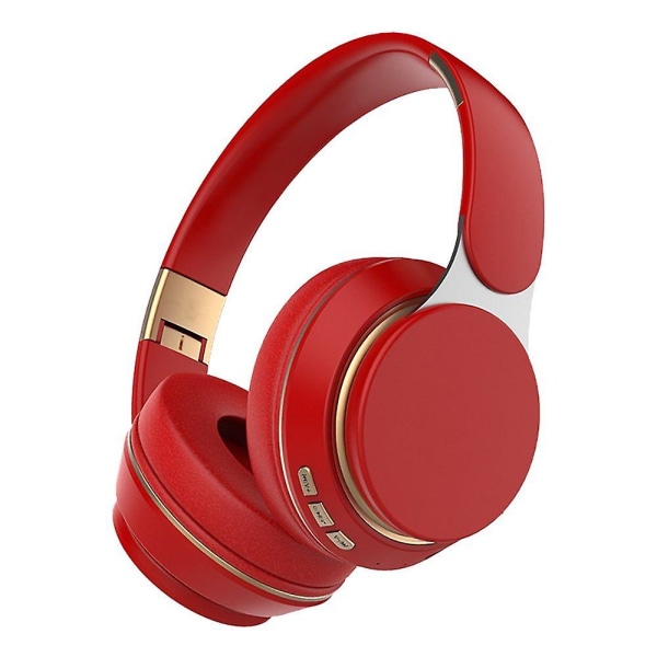 Bluetooth-hodetelefoner over øret, [opptil 52 timer] trådløse hodetelefoner Red