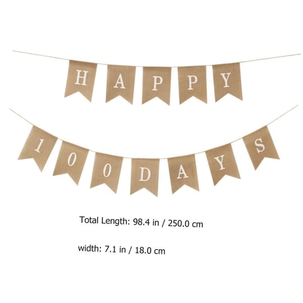 100 dagers banner linstjertflagg burlap banner av 100 dager sammenleggbar gjenbrukbar khaki dekorasjon