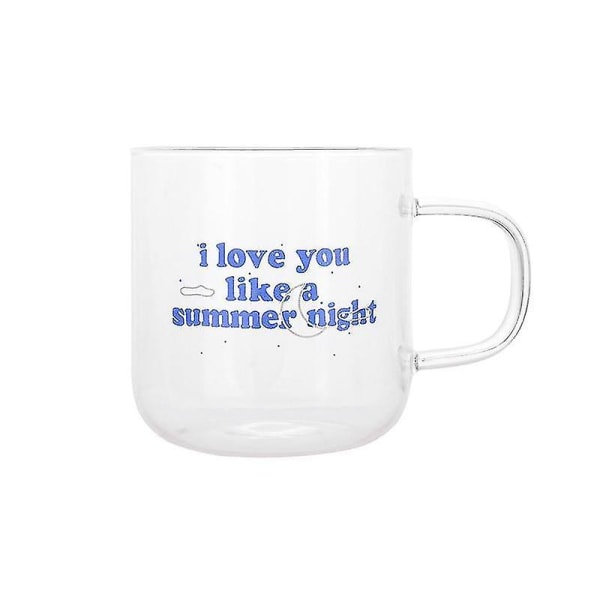 Ins Blue Letters Say Love Glass Cup Varmebestandige kopper