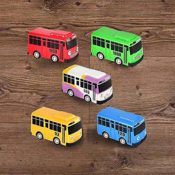 Fite 5 stk Lille Bus Tayo Legetøj, Lille Bus Tayo Billegetøjsæt, Træk Tilbage Mini Biler Til Ven Mini Szkyd-yuhao