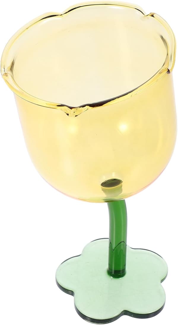 Kreative blomsterformede glassbeger 250 ml gule vinglass