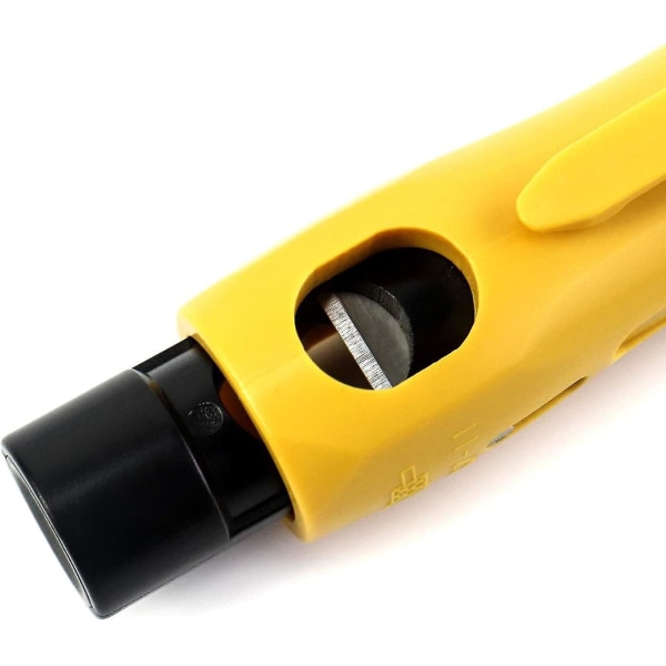 Koaksialkabel-avstripper og -kutter, dobbeltsidet koaksialavstrippingsverktøy for RG59, RG6, RG7, RG11 (gul svart) (1 stk)
