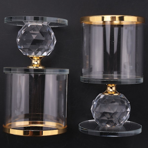 Krystall Pillar Lysestake Glass Lysestake Teelysholder S