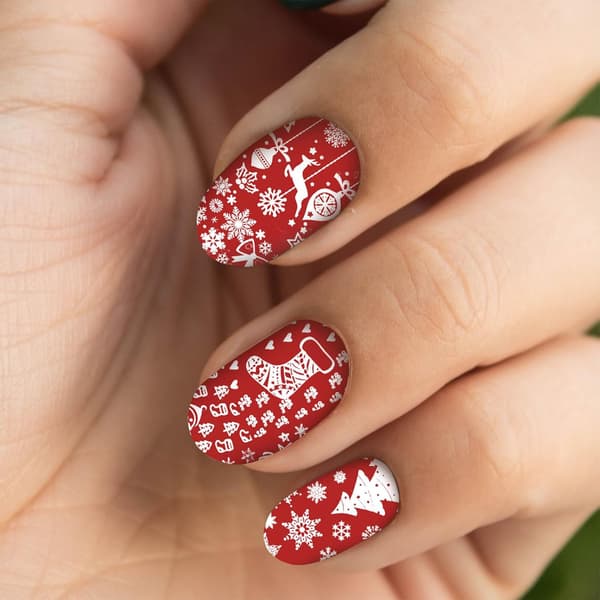 10 stk. jule-neglekunststempelplade til DIY-manicure-skabelon, tilbehør til neglekunststempler