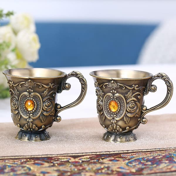 2 stk. shotglass håndpreget vinglass vintage sinklegering lett å holde balanse klassisk