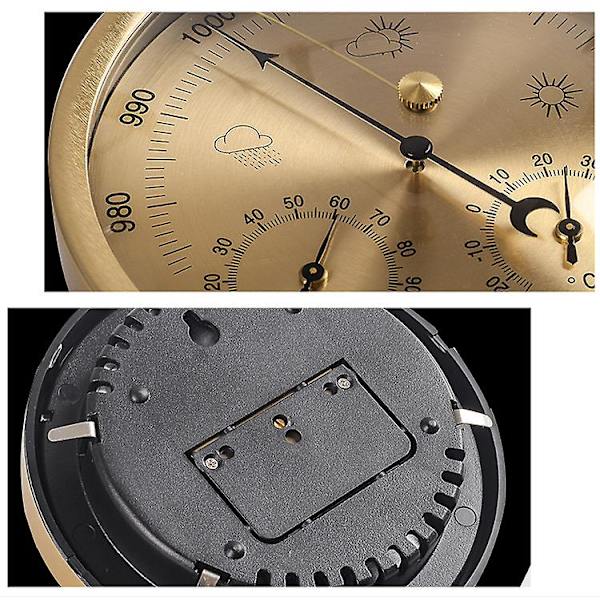 Barometer med urtavla, termometer, hygrometer, väderstation, barometriskt tryck Gold