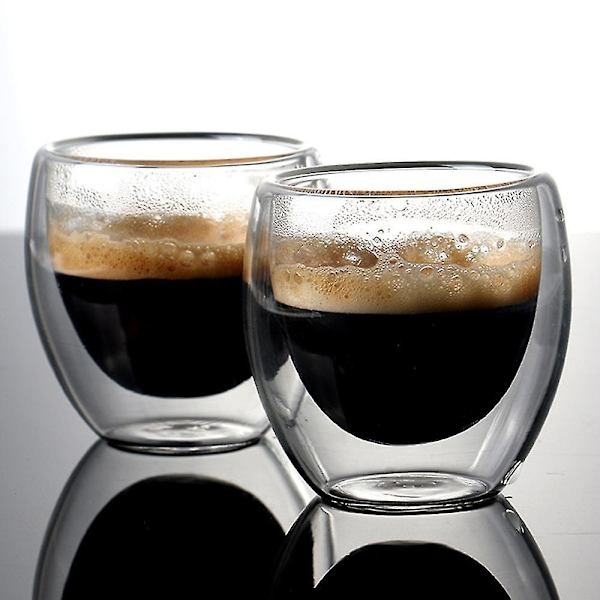 6 kpl 80 ml 2,7 oz Lasikupit Kaksinkertaiset Seinät Eristetty Tumbler