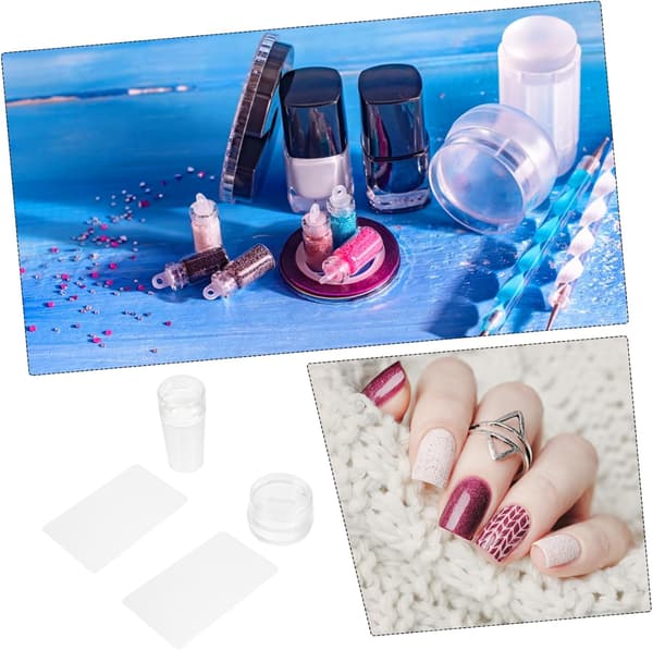 2 sæt silikonestempel til neglekunststempler inklusive neglestempel og skraber til manicurekunst og tilbehør
