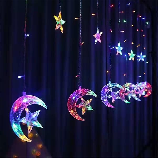 Ramadan Eid Lys 8.2ft Stjerne Vindue Gardin Lys 138 Led