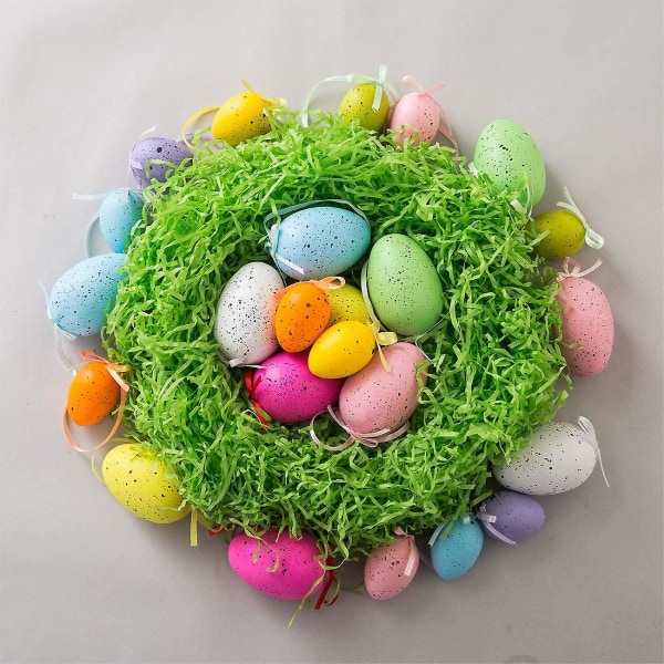 18 kpl pääsiäismunia värikkäitä, pääsiäisriippuvia koristeita muoviin maalattu paikka lapsille lahja pääsiäiskoti