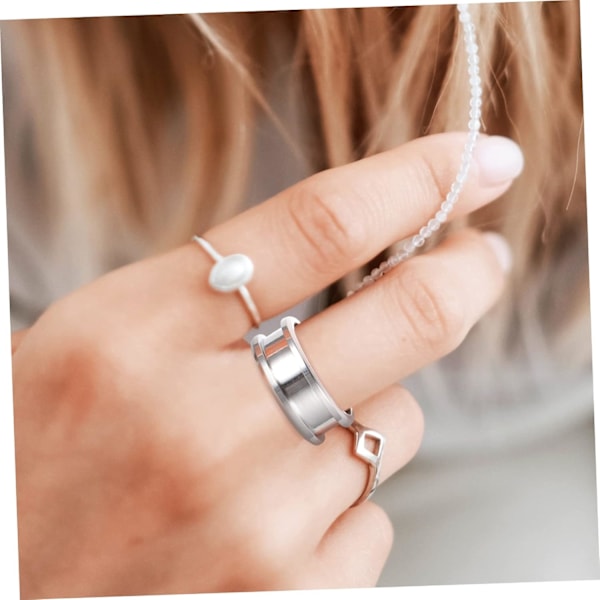 18 stk. Rillede Simple Fingerringe Rustfrit Stål Smykker Ring Emner Moderne Stabling