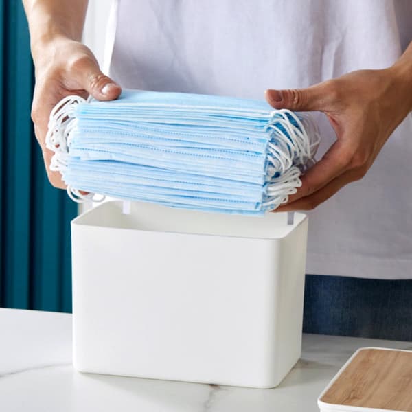 Multifunksjonell tørkepapirholder for toalettpapir og servietter, hvit PP og bambusmateriale