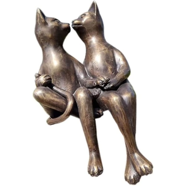 Katt Dating Hage Ornament Harpiks Nydelige katter Sitter Side Ved Side Skulptur Håndverk Hjem